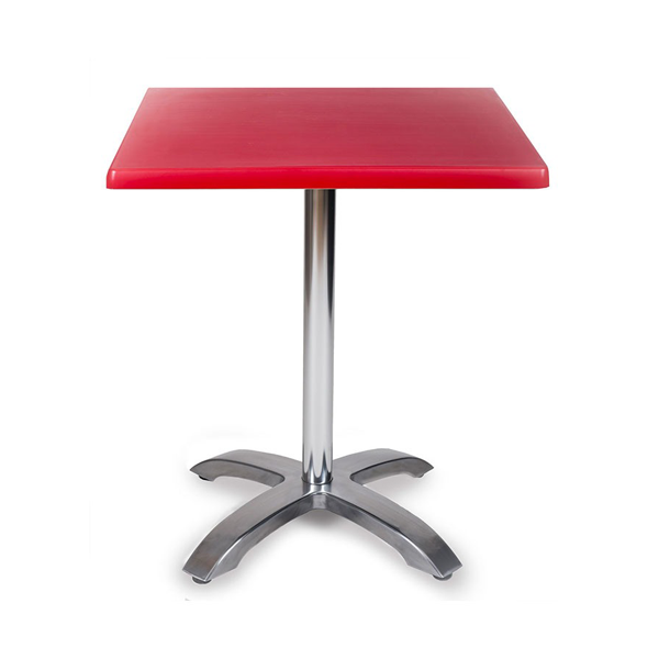Mesa Oporto 4p a 75 aluminio pulido tablero top rojo