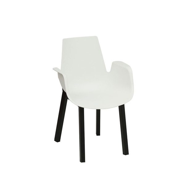 Sillón Da Vinci estructura acero color negro texturado carcasa pp blanco
